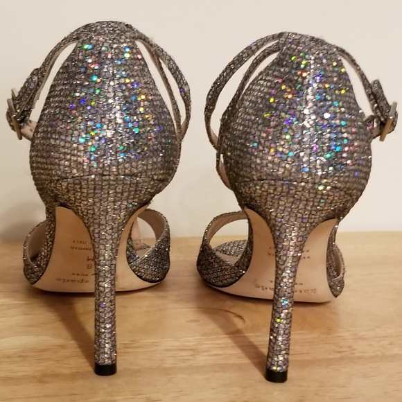 Kate Spade Silver Iridescent Ines T-Strap Heels 8 - Picture 4 of 8